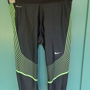 Nike Black and Neon Green Dri-FIT Pants